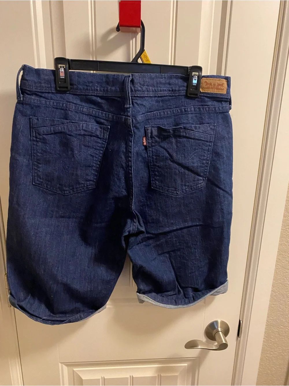 Levis Jeans Shorts 14 Bermuda Dark Blue Stretch Denim Rolled Cuff